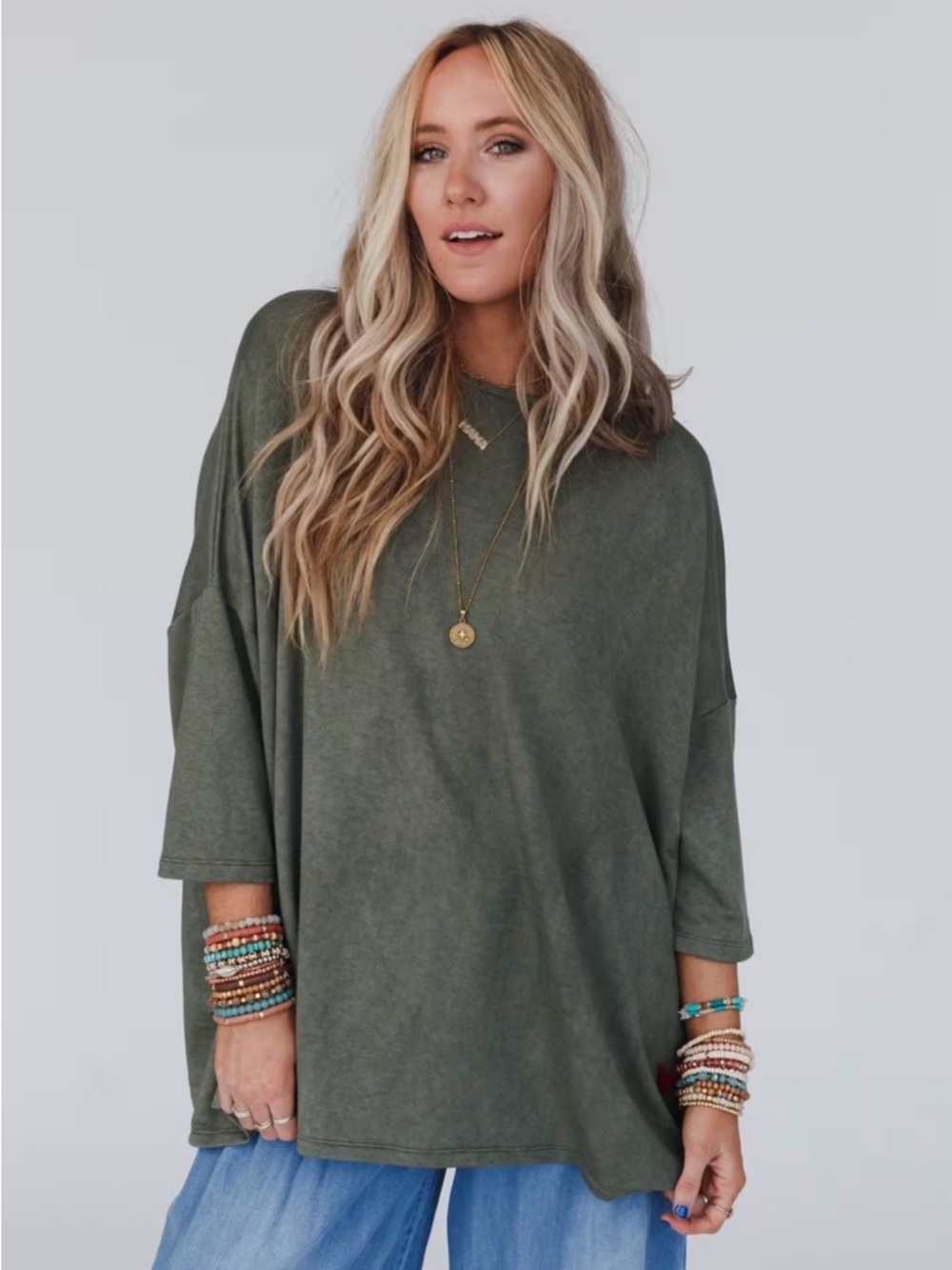 Three Bird Nest Vintage Olive Relaxed Short Sleeve Tee